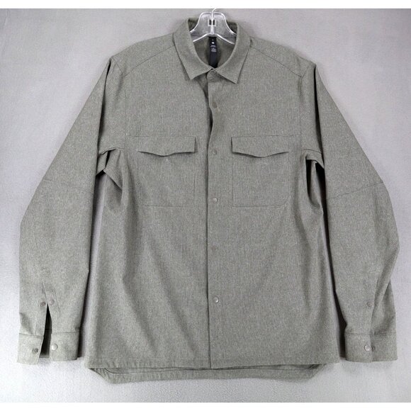 Lululemon Shirt Men Small Airing Easy Overshirt Heathered Olive Vent Long Sleeve - Picture 1 of 5